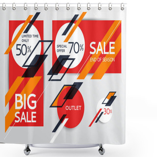 Personality  Sale Banners Set. Sale And Discounts. Vector Illustration Shower Curtains