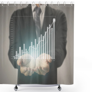 Personality  Businessman With Financial Symbols Coming From Hand Shower Curtains