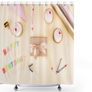 Personality  Happy Birthday Lettering And Cakes  Shower Curtains