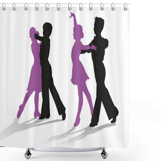 Personality  Silhouettes Of Kids Dancing Ballroom Dance Shower Curtains