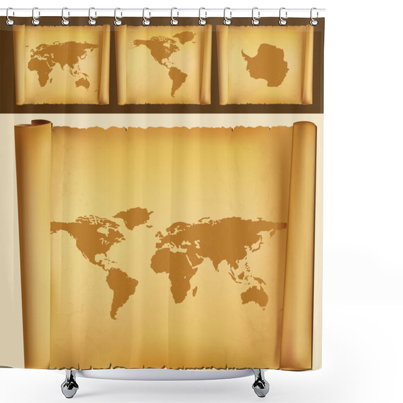 Personality  Old Map Of The World Shower Curtains