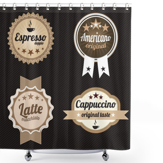 Personality  Coffee Labels And Badges. Vector Shower Curtains