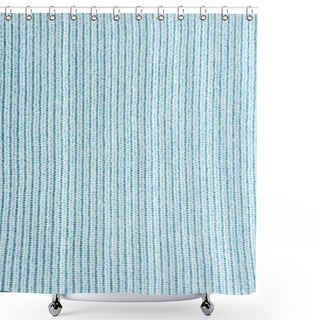 Personality  Close Up View Of Blue Woolen Cloth As Background Shower Curtains
