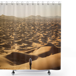 Personality  Man Lost In Desert Dunes Shower Curtains