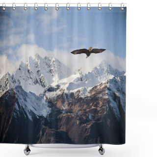 Personality  Alaskan Mountains With Flying Eagle. Shower Curtains