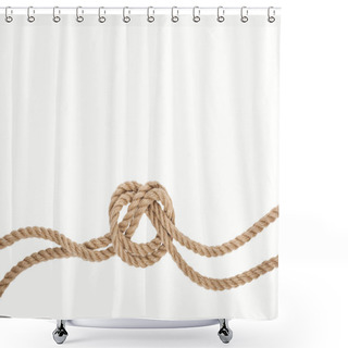 Personality  Nautical Jute And Brown Rope With Sea Knot Isolated On White Shower Curtains