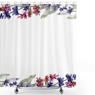 Personality  Lavender Floral Botanical Flowers. Watercolor Background Illustration Set. Frame Border Ornament Square. Shower Curtains
