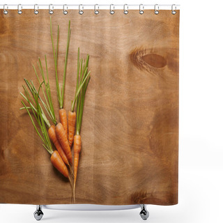 Personality  Bunch Of Raw Carrots On Wooden Table Shower Curtains