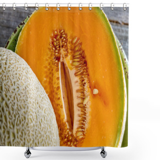 Personality  Fresh Organic Cantaloupe Melon Shower Curtains