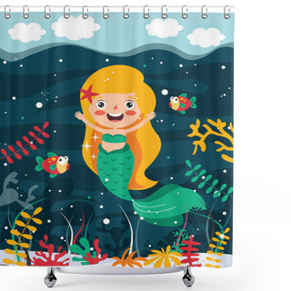 Personality  Cute Beautiful Mermaid Posing Shower Curtains