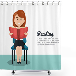 Personality  Woman Reading Textbook R Icon Shower Curtains