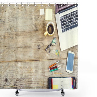 Personality  Mix Of Office Supplies And Gadgets Shower Curtains