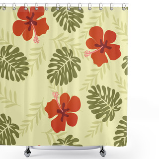 Personality  Hawaiian Pattern Tropical Leaves - Illustration Shower Curtains