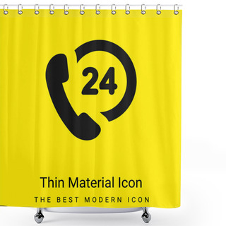 Personality  24 Hours Support Minimal Bright Yellow Material Icon Shower Curtains
