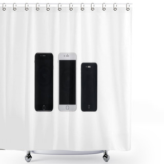Personality  Set Of Smartphones With Blank Screens  Shower Curtains