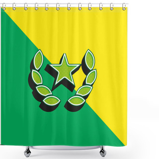 Personality  Award Green And Yellow Modern 3d Vector Icon Logo Shower Curtains