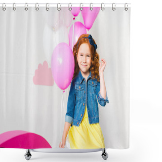 Personality  Girl With Balloons At Birthday Party Shower Curtains
