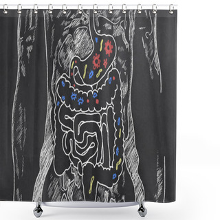 Personality  Intestines Sketch With Guts Bacteria Shower Curtains