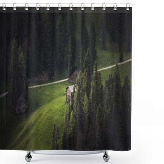 Personality  Wooden Cottage In The Dolomites Shower Curtains