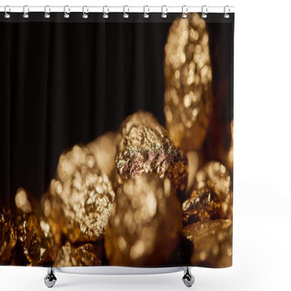 Personality  Golden Blurred Stones Isolated On Black Shower Curtains