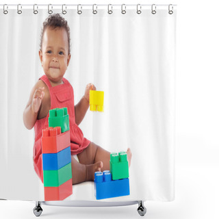 Personality  Baby Girl Playing Shower Curtains