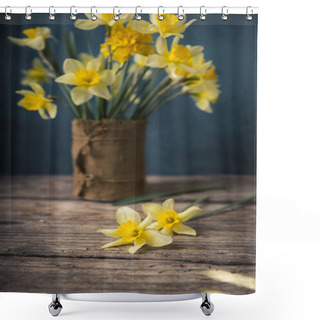 Personality  Amazing Grunge Background With Yellow Flowers Shower Curtains
