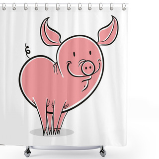 Personality  Pig Funny Cartoon. Shower Curtains