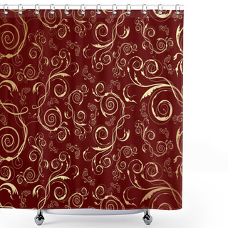 Personality  Seamless Golden Ornament Shower Curtains