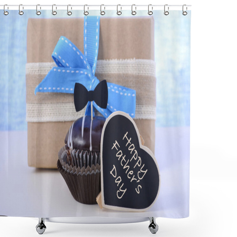 Personality  Fathers Day cupcake gift.  shower curtains