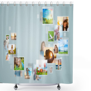 Personality  Travel And Photo Sharing Technology Background Shower Curtains