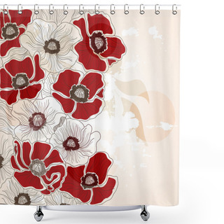 Personality  Vintage Hand Drawn Poppies Background Shower Curtains