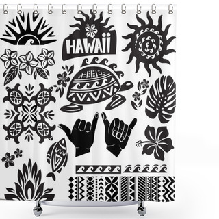Personality  Hawaii Set In Black And White Shower Curtains