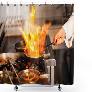 Personality  Chef Cooking In Kitchen Stove Shower Curtains