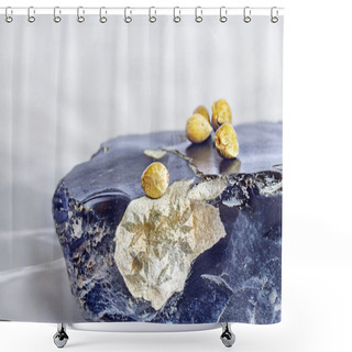 Personality  Hemp Seeds On A Piece Of Flint With Silhouette Of Hemp Leaves Shower Curtains