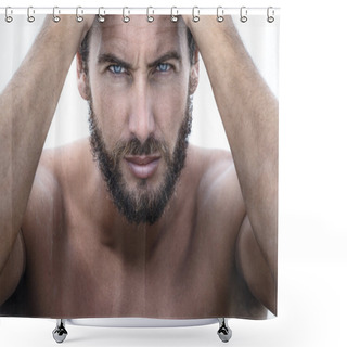 Personality  Confident Handsome Man Looking At Camera Shower Curtains