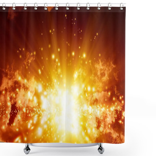 Personality  Big Explosion In Sky Shower Curtains