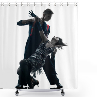 Personality  Elegant Couple Dancers Dancing Silhouette Shower Curtains