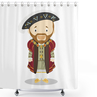 Personality  Henry VIII Of England Cartoon Character. Vector Illustration. Kids History Collection. Shower Curtains