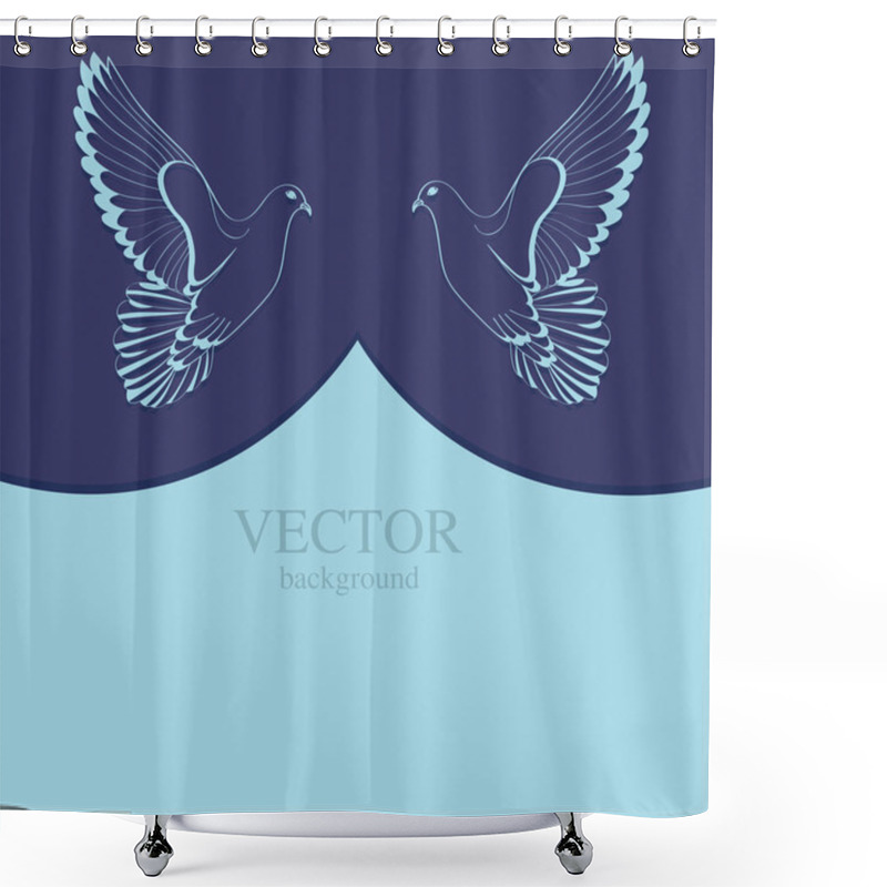 Personality  Two Doves On Blue Background Shower Curtains