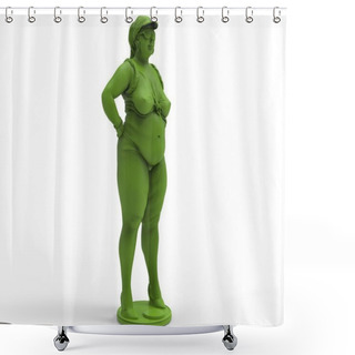 Personality  3d Illustration Of Fat Chubby Woman. Shower Curtains