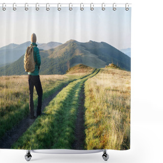Personality  Man On Mountains Road Shower Curtains