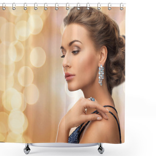 Personality  Beautiful Woman Wearing Ring And Earrings Shower Curtains