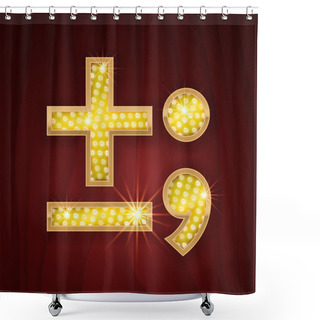 Personality  Gold Light Lamp Bulb Minus, Plus, Semicolon Sign Shower Curtains