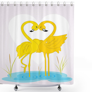 Personality  Abstract Romantic Waterbird Background Shower Curtains