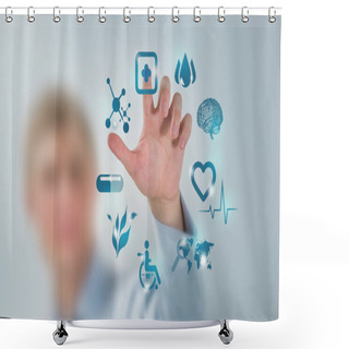 Personality  Doctor Hand With Modern Computer Shower Curtains