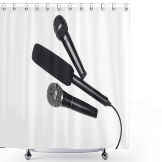 Personality  Different Black Microphones Shower Curtains