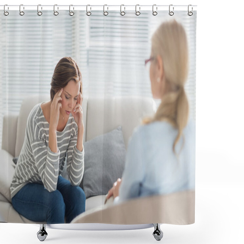 Personality  Sad Woman With Therapist Shower Curtains