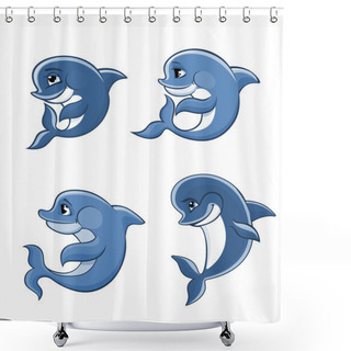 Personality  Cartoon Dolphin Calves Set  Shower Curtains