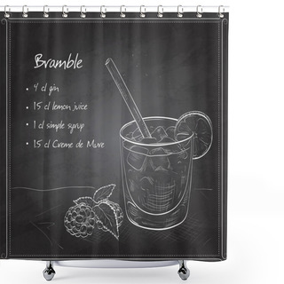 Personality  Cocktail Bramble On Black Board Shower Curtains
