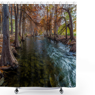 Personality  Interesting Perspective Of Stunning Fall Colors Of Texas Cypress Trees Surrounding The Crystal Clear Texas Hill Country Guadalupe River. Shower Curtains